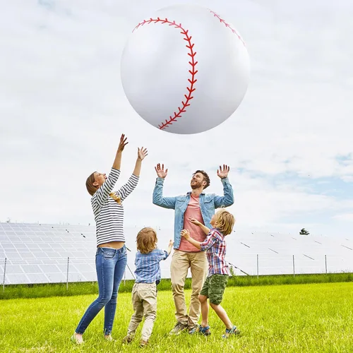 Vista 5 de Lewtemi 2 unidades de béisbol y fútbol inflables gigantes de 27 pulgadas, bolas de playa inflables grandes, globos de gran tamaño para fiesta