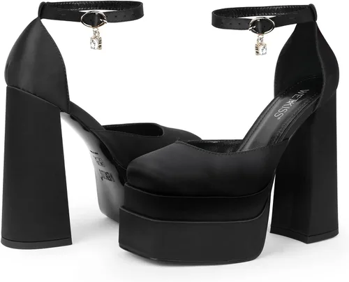 Vista 3 de wetkiss Chunky Platform Heels for Women, with Block Heel and Ankle Strap Design, Comfy and Glaring