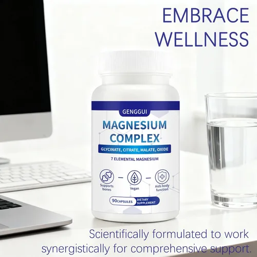 Vista 5 de Complejo de magnesio 1000 mg - Suplemento 7 en 1 con glicinato, citrato y malato - Apoya la relajación muscular, el sueño, la salud del corazón