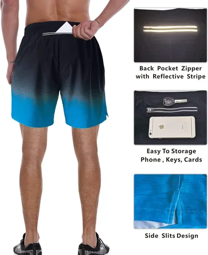 Vista 5 de YILOHKAH Pantalones cortos de entrenamiento para hombre 7 pulgadas secado rápido para gimnasio atletismo con bolsillo con cremallera