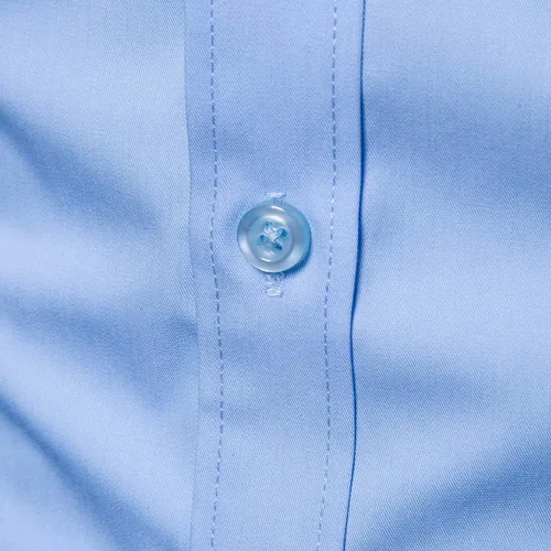 Vista 5 de LOCALMODE Camisa de negocios de algodón ajustada para hombre, manga larga, con botones