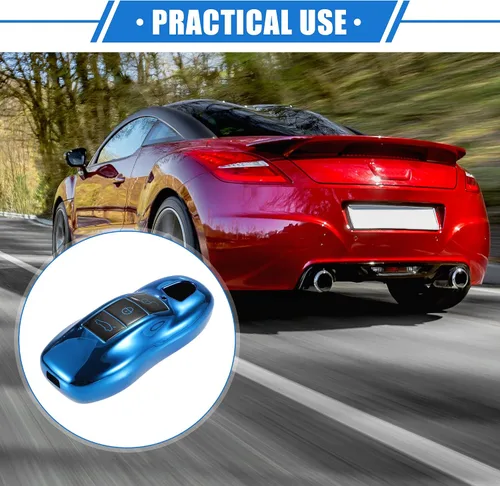 Vista 2 de Funda protectora para llavero de automóvil con control remoto de 3 botones, compatible con Porsche Cayenne Panamera 2011-2017, protección completa
