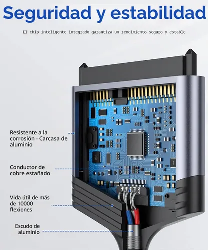 Vista 7 de JSAUX Cable SATA a USB, USB 3.0 a 2.5 pulgadas, adaptador de disco duro Gris