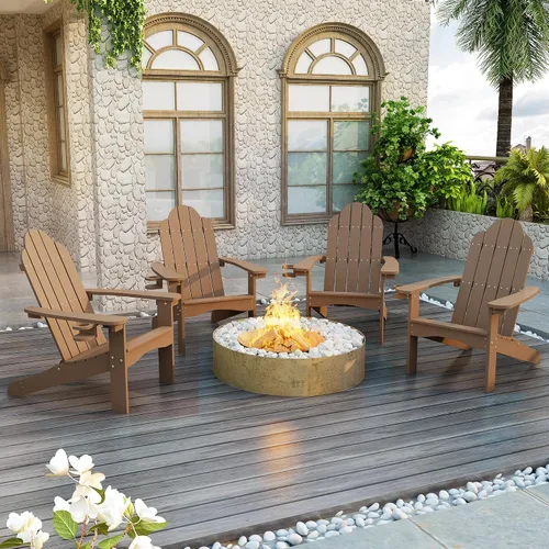 Vista 10 de LUE BONA HDPS Sillas Adirondack, 1 silla, patio exterior de larga duración para todas las estaciones, soporte para tazas oculto, 350 libras, azul