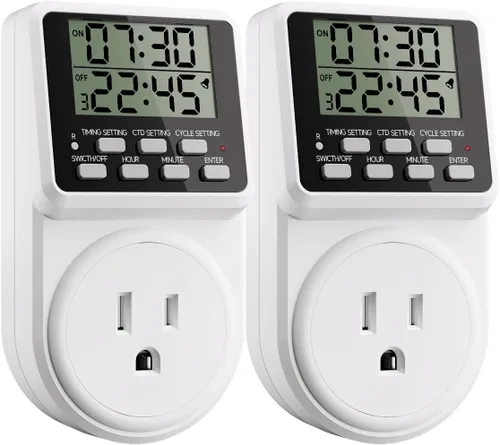 Vista 8 de Techbee Enchufe temporizador intermitente digital de ciclo de repetición infinita para toma de corriente, interruptor de alimentación programable