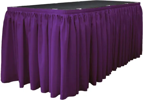 Vista 17 de LA Linen Falda de mesa de popelina de poliéster para mesas rectangulares, tela plisada para banquetes de boda, 14 pies por 29 pulgadas de largo
