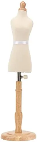 Vista 7 de Eujgoov Maniquí de vestido femenino de muñeca, forma de vestido de costura, forma de vestido femenino, forma de torso, madera de haya con base