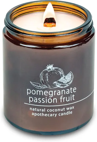 Vista 13 de Vela de mecha de madera agrietada Hemlock Park hecha a mano con cera de coco natural (grande de 16 oz, ámbar) Coconut Apricot Wax Crackling Wood