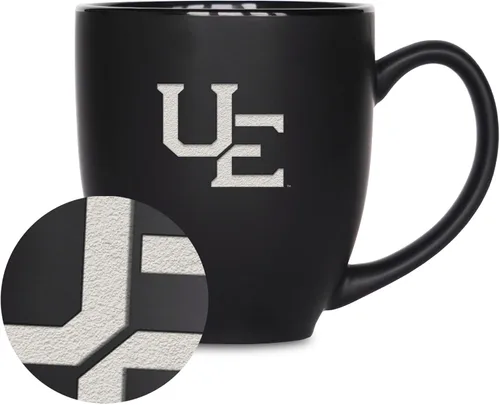 Vista 436 de Rico Industries - Taza de cerámica mate negra con grabado láser estándar de 15oz para NCAA (escuelas T & U) - Para bebidas calientes o frías