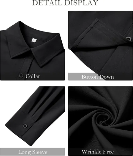 Vista 5 de Camisas con botones para mujer, camisas de vestir, trajes casuales de negocios, blusa ajustada con cuello, entrevista de trabajo, atuendo de oficina