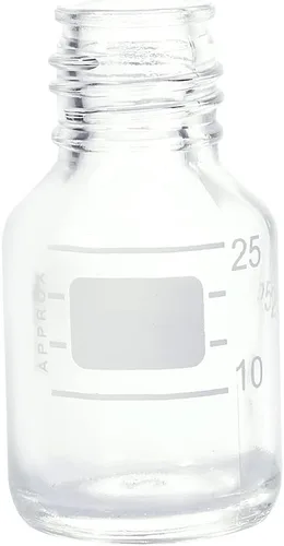 Vista 3 de Moonetto 10 botellas de vidrio redondas graduadas de 0.8 fl oz para medios de comunicación/almacenamiento con solvente con tapón de rosca