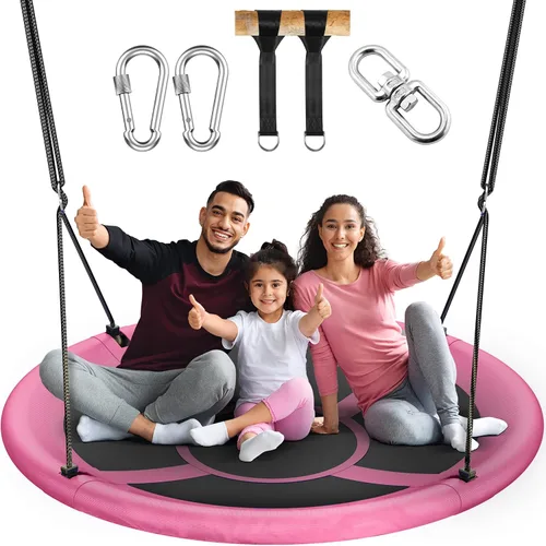 Vista 12 de Everyfun Columpio de Árbol Tipo Platillo Volador de 43" para Niños y Adultos, Capacidad de Peso de 700 libras, Columpio Platillo Volador Impermeable