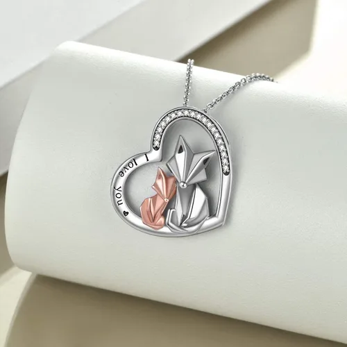 Vista 3 de ONEFINITY Collar de zorro de plata de ley 925 con colgante de zorro de origami para mujer, esposa, mamá