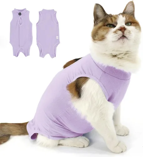 Vista 8 de Traje de recuperación para gatos, ropa de recuperación quirúrgica para heridas abdominales o enfermedades de la piel, mameluco de gatos después
