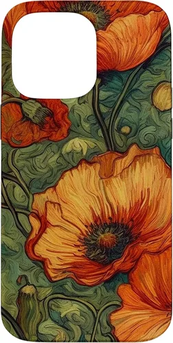 Vista 21 de iPhone 16 Floral Van Gogh Style Poppy Flower Case