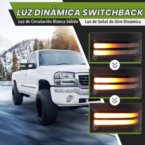 Vista 3 de Switchback Espejos de Remolque para Chevy Silverado GMC Sierra 2003-2007 Espejo Lateral con Señal de Giro Dinámica Luz de Marcha Lámpara de Respaldo