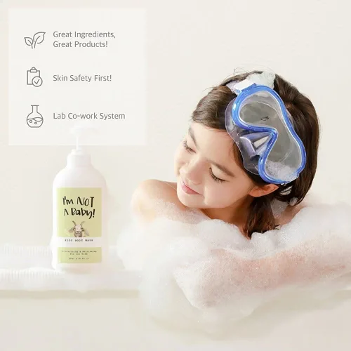 Vista 3 de I'm NOT A Baby! Gel de baño para niños, probado por dermatólogos, libre de alérgenos, libre de crueldad, PETA, suave para niños, leche de cabra, 10
