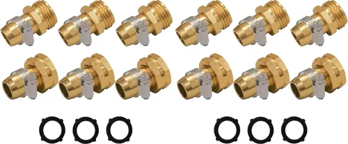 Vista 12 de Hourleey Reparación de manguera de jardín de 1/2 pulgada, conector de manguera de aluminio con abrazadera, ajuste de conector de manguera macho