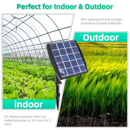 Vista 3 de Sistema de riego por goteo alimentado por energía solar, accesorios de invernadero al aire libre, compatible con 15 macetas y 6 modos de temporizador