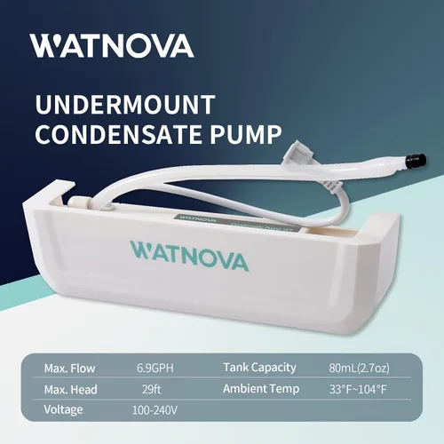 Vista 2 de WATNOVA Bomba de condensado HVAC, 100/240V, interruptor de seguridad automático, eliminación de condensado de CA para aire acondicionado