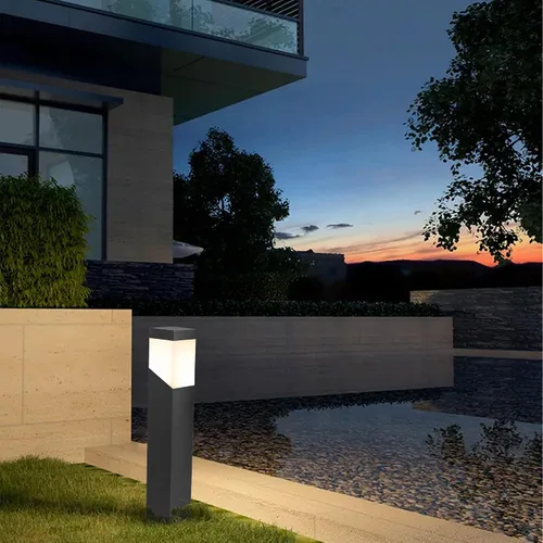Vista 7 de Luces de camino de paisaje al aire libre, lámpara de bolardo moderna, lámpara de pie de aluminio impermeable con cable con enchufe de bombilla E26