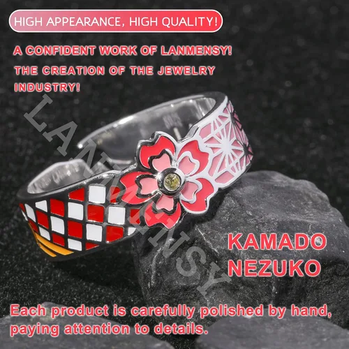 Vista 3 de LANMENSY Demon Slayer Anillos de anime Joyería original de plata de ley 925 "All24 estilos" nuevo Tamaño ajustable Kimetsu No Yaiba Cosplay Moda