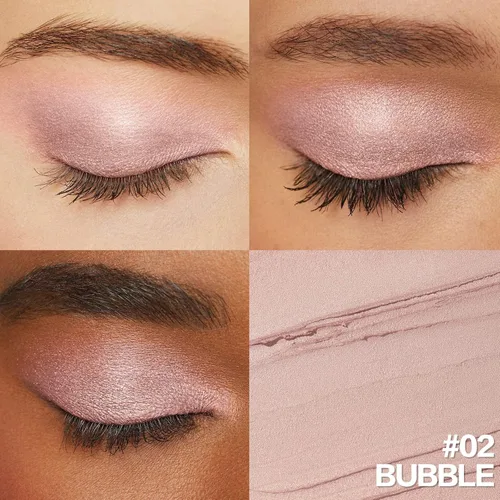 Vista 2 de FOCALLURE Sombra de ojos en barra sin arrugas, sombra de ojos cremosa, lápiz de sombra de ojos mate y brillante, a prueba de manchas, difuminador