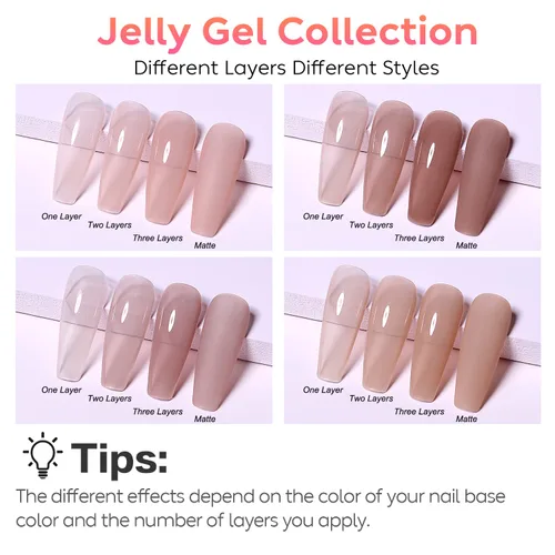 Vista 2 de AIMEILI Esmalte de uñas de gel transparente de gelatina helada para remojar UV LED sin hema, esmalte de uñas para el hogar, kit de barniz de SET4-21