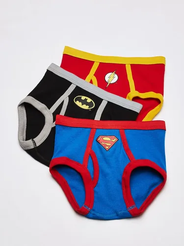 Vista 2 de DC Comics Boys' 100% Cotton Briefs with Prints Including Superman, Batman, The Flash Logos, Sizes 23t, 4t, 4, 6, 8