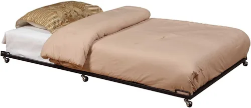 Vista 3 de Kings Brand Furniture - Cama de día de tamaño individual de metal negro (sofá cama) con nido enrollable