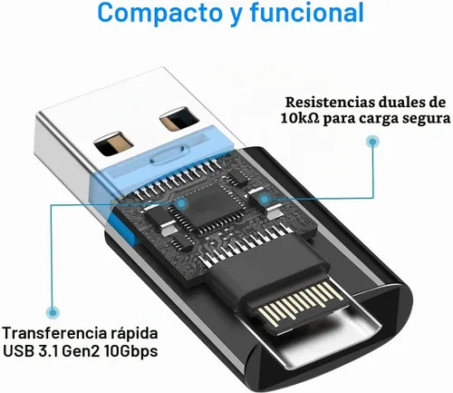 Vista 6 de Adaptador USB a USB C, USB C hembra a USB 3.1 macho adaptador de 10 Gbps compatible con iPhone 17 16 15 14 13 12, Samsung Galaxy S25 S24 S23 S22