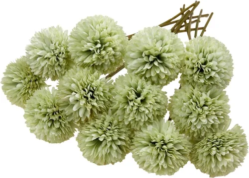 Vista 4 de 12 flores artificiales de bola de crisantemo, ramo de novia de boda, flores de seda de hortensias de plástico para centros de mesa de boda, arreglos