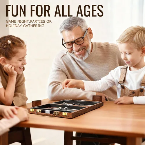 Vista 2 de ropoda Juego de mesa Backgammon (11 pulgadas) para adultos y niños, juego de estrategia de tablero clásico, juego de backgammon portátil y de viaje