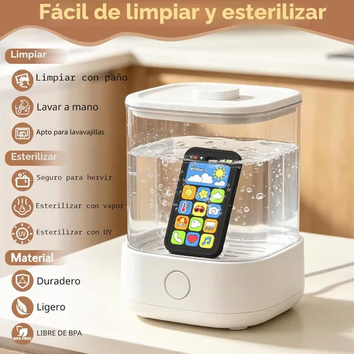 Vista 6 de Mordedor del teléfono del bebé del silicón de los juguetes de la dentición Juguetes sensoriales para masticar para el alivio de la dentición Negro