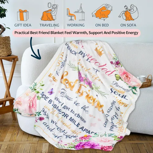 Vista 7 de Regalos de cumpleaños para mejor amiga, regalos para mejores amigas, ideas de regalos de mejor amiga para mujeres, manta de regalo de amistad