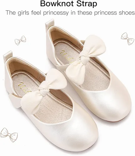Vista 3 de Walofou Zapatos planos de princesa para fiesta de boda para niñas de flores para niños pequeños