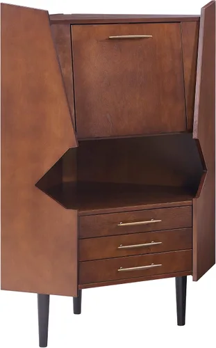 Vista 4 de SEI FURNITURE Larson Corner Storage Bar Cabinet Gabinete de almacenamiento, marrón.