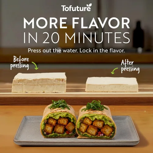 Vista 2 de Tofuture Prensa de tofu de Tofuture - La prensa original y mejor para tofu. Elimina fácil y rápidamente el agua del tofu para mejorar el sabor y dar