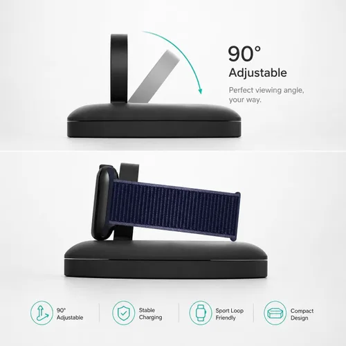 Vista 5 de PZOZ - Soporte de carga para Apple Watch, gestión de cables, base para Negro