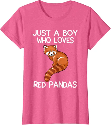 Vista 88 de Just A Boy Who Loves Red Pandas Gift - Camiseta con diseño de panda roja, Negro, S