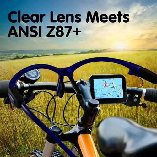 Vista 5 de Global Vision Contender - Gafas de seguridad bifocales con marco azul y lente transparente ANSI Z87+ para hombres y mujeres, lente de aumento de 1.0