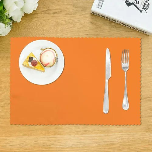 Vista 3 de Rectangular Placemats Set of 4, Heat Resistant Beauty Burnt Orange Printed Kitchen Dining Table Mats