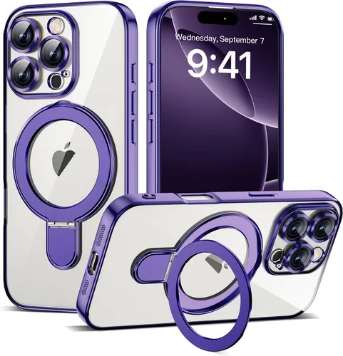 Vista 33 de Funda compatible con iPhone 12 con soporte de anillo magnético invisible [compatible con Mag-Safe] [Protector completo de lente de cámara] Funda