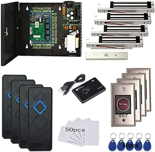 Vista 4 de Sistema de control de acceso de 1 puerta 600 libras de bloqueo magnético Panel de control de acceso Caja de fuente de alimentación de 110 V Lector