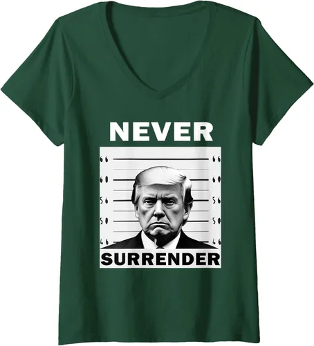 Vista 5 de Never Surrender Mug Shot Legend Statement Camiseta con cuello en, Negro