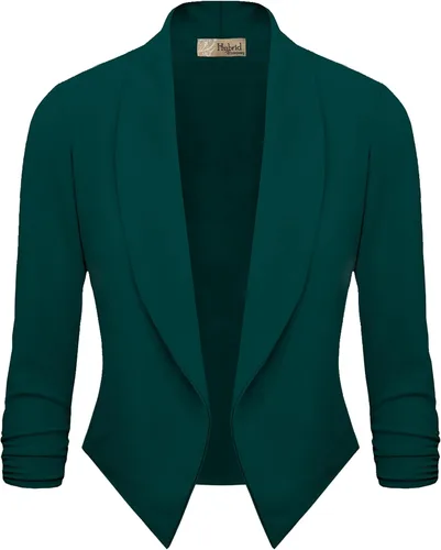 Vista 2 de Hybrid & Company Cárdigan Ligero de Frente Abierto Clásica Manga Fruncida Trabajo Oficina Blazer Chaquetas de Traje