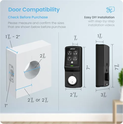Vista 9 de Lockly Smart Lock modelo 7S, cerradura de puerta inteligente Bluetooth, entrada sin llave con teclado digital PIN Genie®, cerrojo de bloqueo