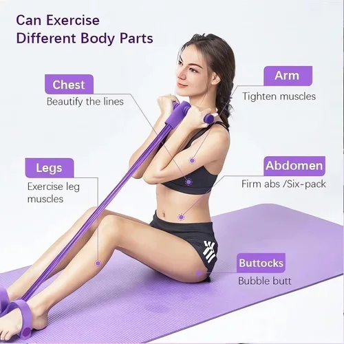 Vista 2 de Pedal Resistance Bands with Handles, 21 Fitness Resistance Bands-6 Tube, Resistance Bands with Handles Pedal, Stretch Bands for Exercise Sit Up