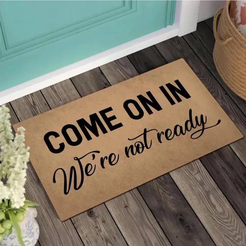 Vista 2 de Divertido felpudo de bienvenida (23.6 x 15.7 pulgadas) antideslizante de goma para la parte trasera de la casa, regalo para la puerta de entrada