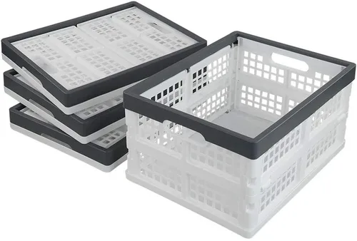 Vista 7 de Teyyvn Paquete de 4 cajas plegables para leche, contenedores apilables de plástico de 15 L